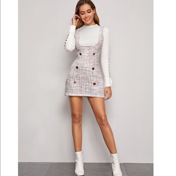 tweed overall dress
